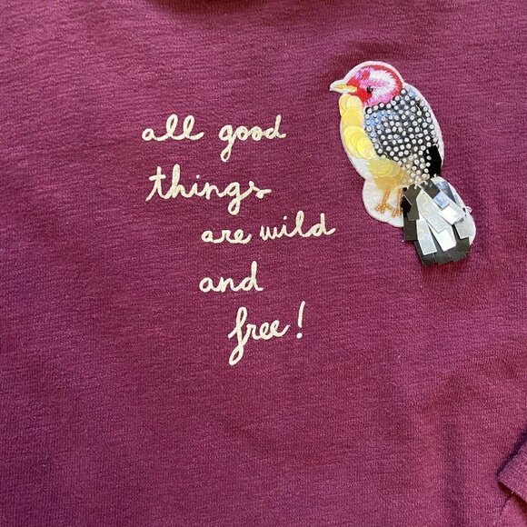 Zara Kids Woodpecker Shirt All Good Things Are Wild & Free Girls Size 9 - Picture 3 of 6